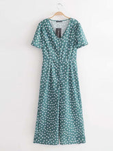 Load image into Gallery viewer, Floral V Neck Short Sleeve Summer Jumpsuit