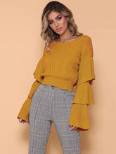 Load image into Gallery viewer, Flared Sleeve Knit Loose Tops Sweater