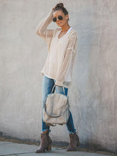 Load image into Gallery viewer, Hollow Solid Color V-neck Knitting Sweater Tops