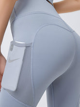 Load image into Gallery viewer, Peach hip fitness pants thin quick-dry elastic sports tights mesh screen side pocket running bottom yoga pants.
