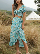 Load image into Gallery viewer, Bohemian Women's Irregular Half Skirt Umbilical Top Two Sets