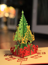 Load image into Gallery viewer, 3pcs/lot Handmade 3D Design Stand Up Christmas Tree Greeting Card Holiday Happy New Year Holiday Gift Bright Color