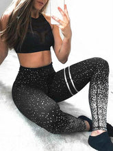 Load image into Gallery viewer, Pad Hot stamping Two Piece Suit Women Patchwork Yoga Set Sport Fitness Women Pants Leggings Push Up Yoga Pants Summer Sportswear