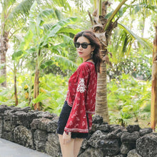 Load image into Gallery viewer, Autumn Ethnic Style Bohemian Embroidery V-Neck Long Sleeve Loose Chiffon Top