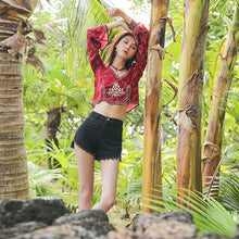 Load image into Gallery viewer, Autumn Ethnic Style Bohemian Embroidery V-Neck Long Sleeve Loose Chiffon Top