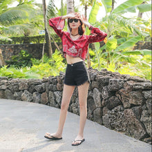 Load image into Gallery viewer, Autumn Ethnic Style Bohemian Embroidery V-Neck Long Sleeve Loose Chiffon Top