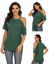 Load image into Gallery viewer, Hot Selling Solid Color Short Sleeve Spring and Summer New T-shirt Off Shoulder Top Women's 6 Colors Choice