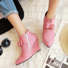 Load image into Gallery viewer, Big Size Butterfly Knot Wedge Heel Zipper Platform Ankle Boots