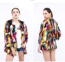 Load image into Gallery viewer, Faux Fur Multicolor Fox Fur Color Matching Coat