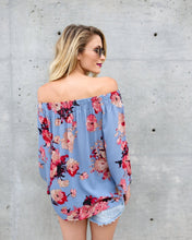 Load image into Gallery viewer, Bohemian Off-The-Shoulder Long Sleeve Print Chiffon Top
