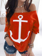 Load image into Gallery viewer, Loose Off Shoulder Printed T-shirt Top