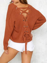 Load image into Gallery viewer, Fashion Solid Color V-neck Halterback Bandage Sweater Tops