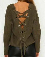 Load image into Gallery viewer, Fashion Solid Color V-neck Halterback Bandage Sweater Tops