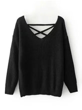 Load image into Gallery viewer, Fashion Solid Color V-neck Halterback Bandage Sweater Tops