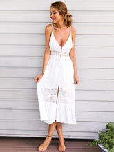 Load image into Gallery viewer, Spaghetti Strap Lace Splice Beach Maxi Dress