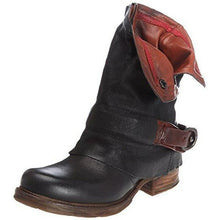 Load image into Gallery viewer, British Retro Flat Martin Boots Female Belt Buckle Cuffed Two Wear Boots