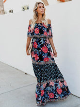 Load image into Gallery viewer, Floral Off Shoulder Beach Maxi Dress