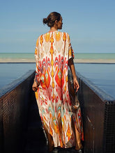 Load image into Gallery viewer, Retro Printed Bat Sleeve V-neck Holiday Bohemian Loose Dress