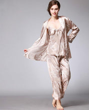 Load image into Gallery viewer, Silk Pajamas Ladies Spring and Summer Dragon Printed Silk Home Dress Three Pack