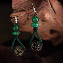 Load image into Gallery viewer, Ethnic style earrings green earrings women's vintage style sterling silver premium sense earrings