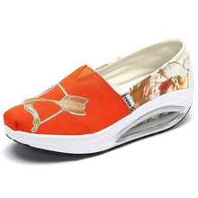 Load image into Gallery viewer, Pattern Color Blocking Canvas Platform Rocker Sole Shake Shoes