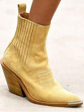 Load image into Gallery viewer, Thick-heeled women's boots large size pointed velvet low boots