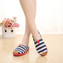 Load image into Gallery viewer, Stripe Canvas Flat Slip On Loafers