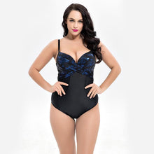 Load image into Gallery viewer, Siamese Women's Triangle Cross Print Large Size Swimsuit