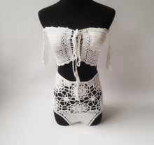 Load image into Gallery viewer, Off Shoulder Hollow Hook High Waist Bikini Swimsuit