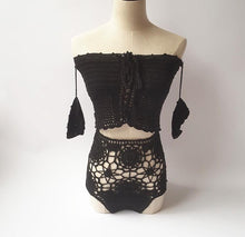 Load image into Gallery viewer, Off Shoulder Hollow Hook High Waist Bikini Swimsuit
