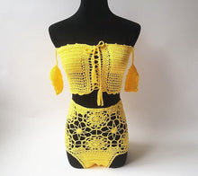 Load image into Gallery viewer, Off Shoulder Hollow Hook High Waist Bikini Swimsuit