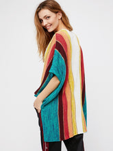 Load image into Gallery viewer, Rainbow Strips Loose Knitting Hollow Beach Blouses Bikinis