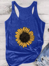 Load image into Gallery viewer, Sunflower Print Women Sleeveless O-neck Tank Tops