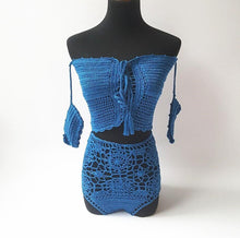 Load image into Gallery viewer, Off Shoulder Hollow Hook High Waist Bikini Swimsuit