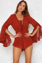 Load image into Gallery viewer, Summer Bohemian Wave Point V-Neck Print Jumpsuit