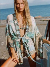 Load image into Gallery viewer, Bohemian Print Retro Loose Sleeves Tie Cardigan Kimono Sun Protection Shirt