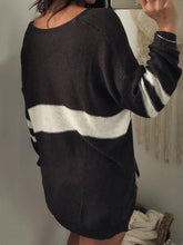 Load image into Gallery viewer, Knit V Neck Long Sleeve Stripe Tops Sweater