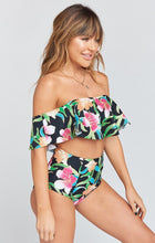 Load image into Gallery viewer, Strapless High Waist Floral Printed Off-the-shoulder Ruffled Swimsuit-3