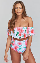 Load image into Gallery viewer, Strapless High Waist Floral Printed Off-the-shoulder Ruffled Swimsuit-3