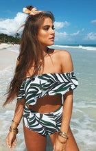 Load image into Gallery viewer, Strapless High Waist Floral Printed Off-the-shoulder Ruffled Swimsuit-4
