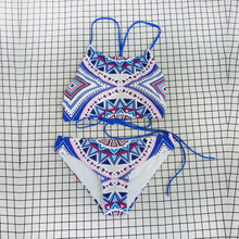 Load image into Gallery viewer, New Sexy Split Swimsuit Blue Print Strappy Bikini