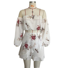 Load image into Gallery viewer, Chiffon Off The Shoulder Skirt and Sleeve Top 2 Piece Set