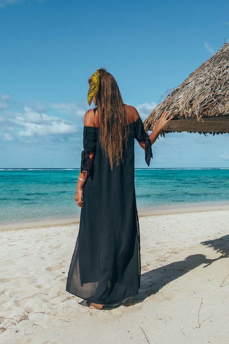 Sexy Off-The-Shoulder Solid Color Irregular Split Beach Dress – bohofan