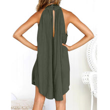 Load image into Gallery viewer, Summer women's popular round neck pleated cotton linen vest dress