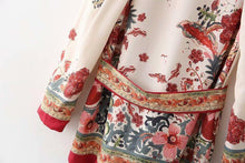 Load image into Gallery viewer, Summer Bohemia Fashion Belt Printing Long Sleeve Casual V-Neck Coat