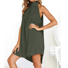 Load image into Gallery viewer, Summer women's popular round neck pleated cotton linen vest dress