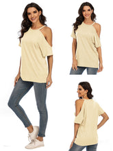 Load image into Gallery viewer, Hot Selling Solid Color Short Sleeve Spring and Summer New T-shirt Off Shoulder Top Women's 6 Colors Choice