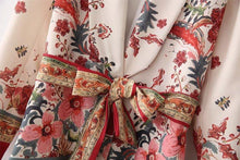 Load image into Gallery viewer, Summer Bohemia Fashion Belt Printing Long Sleeve Casual V-Neck Coat