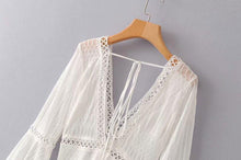 Load image into Gallery viewer, Lace Trumpet Sleeves Vacation Seaside Swimwear Jumpsuit