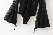 Load image into Gallery viewer, Lace Trumpet Sleeves Vacation Seaside Swimwear Jumpsuit